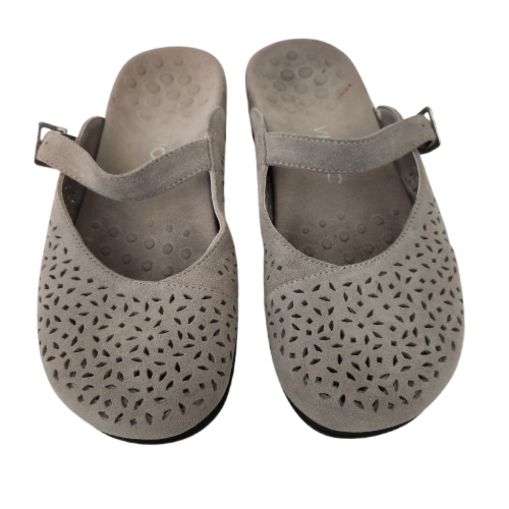 Vionic Gray Suede Lidia Adjustable Mule Arch Supp… - image 2